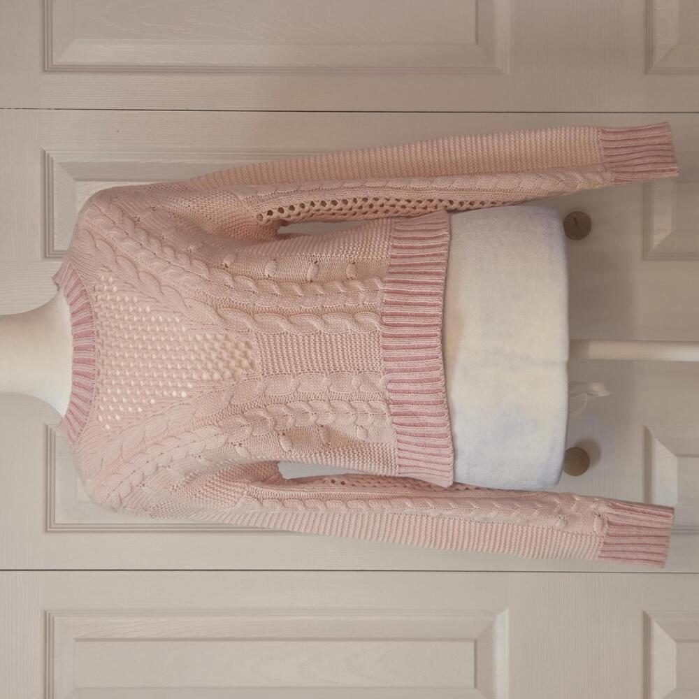 Ballet Pink Cable Knit Sweater Sincerely Jules Size S Y2K Soft Coquette Cozycore